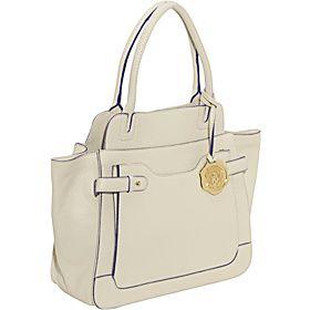 Vince Camuto(ヴィンス カムート)/George Pebble Leather Contrast Edge Satchel/(BONE/COBALT)/(VIN1025)/Totes