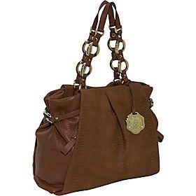 Vince Camuto(ヴィンス カムート)/Cristina Shark Napa Leather Contrast Inset Pleated Satchel/(Canyon Brown Snake)/(VIN1021)/Totes